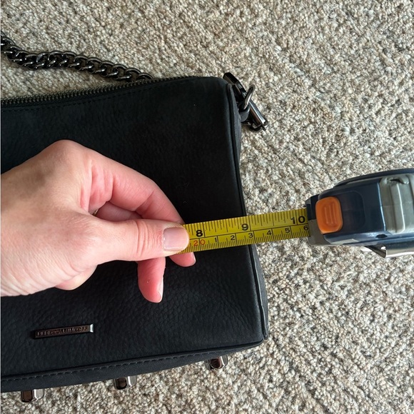 Rebecca Minkoff Avery Black Suede Crossbody bag Chain Detail Handbag - Picture 8 of 11